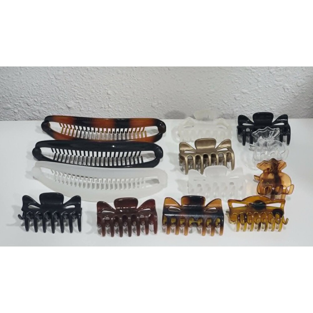 Vintage Y2K Hair Banana Clip Claw Jaw Translucent Tortoise Lot of 13